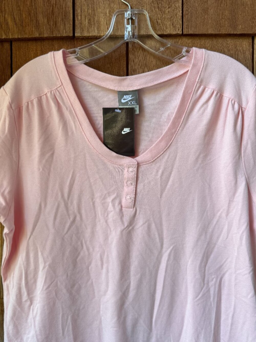 NWT Nike Pink Scoop Neck Short Sleeve Cotton Knit Tee in Women's XXL - Picture 2 of 9